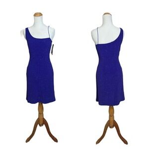 Vtg Y2K 90s Byer Too Glitter Dress Bodycon Mini Stretch One Shoulder